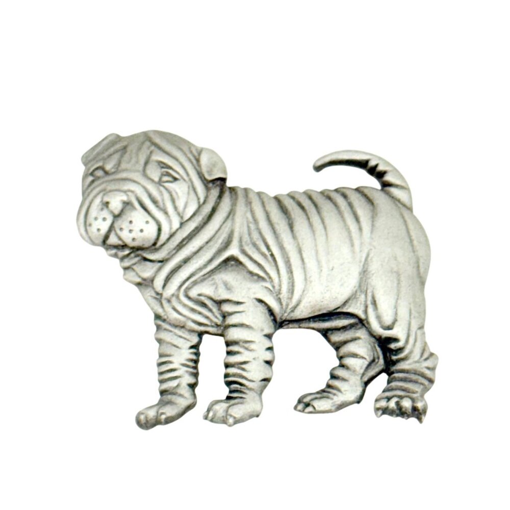Vintage Shar-Pei Dog Pin/Brooch Signed JJ (Jonette Jewelry) 1986